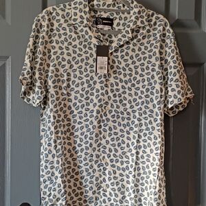 Original Use Short-Sleeve Paisley Shirt - White & Navy